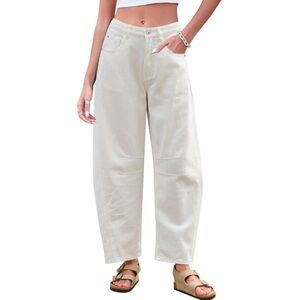 White Barrel Leg Jeans